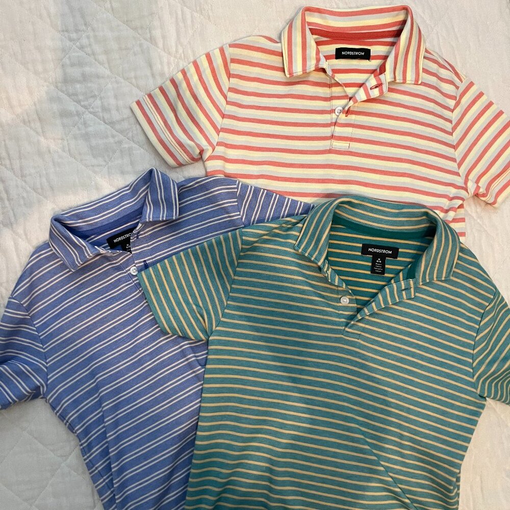 Nordstrom Kids' Striped Polos (set of 3) M 8/10